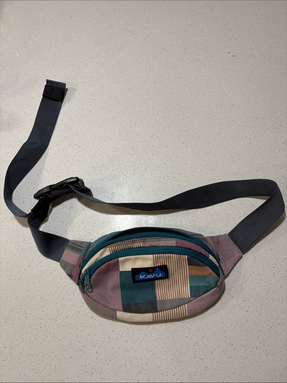 KAVU Teal Multi-Color Patchwork Waist Pack